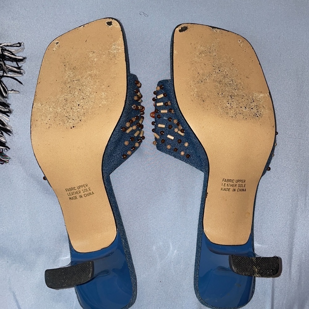 Britney Spears denim beed BoHo urban kitten heels Y2K 2000 Justin Timberlake - Picture 4 of 6